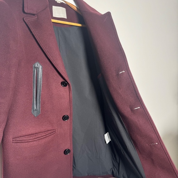 Soia & Kyo Logen Bordeaux Wine Wool Cashmere Blend Men’s Peacoat Size M - Picture 4 of 10
